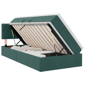 vidaXL Bed with Storage and LED Dark Green 90 x 200 cm Velvet