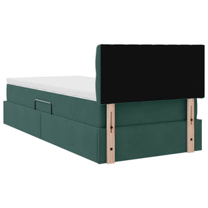 vidaXL Bed with Storage and LED Dark Green 90 x 200 cm Velvet