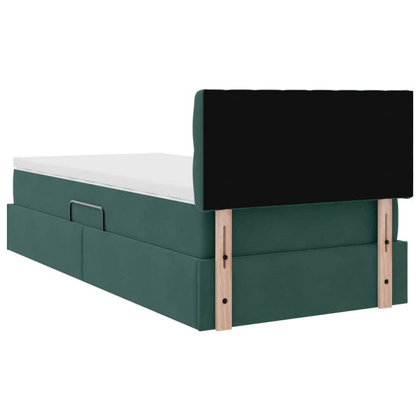 vidaXL Bed with Storage and LED Dark Green 90 x 200 cm Velvet