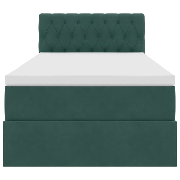 vidaXL Bed with Storage and LED Dark Green 90 x 200 cm Velvet