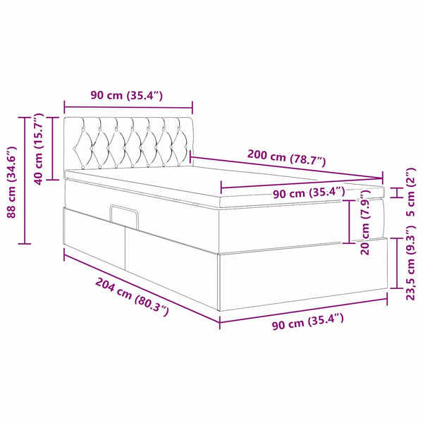 vidaXL Bed with Storage and LED Dark Green 90 x 200 cm Velvet
