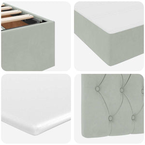 vidaXL Storage Bed with LED Light Grey 100 x 200 cm Velvet