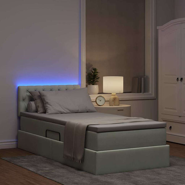 vidaXL Storage Bed with LED Light Grey 100 x 200 cm Velvet