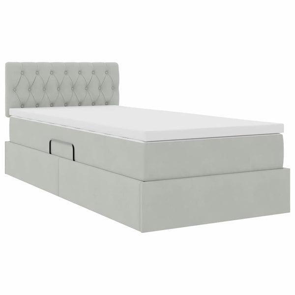 vidaXL Storage Bed with LED Light Grey 100 x 200 cm Velvet