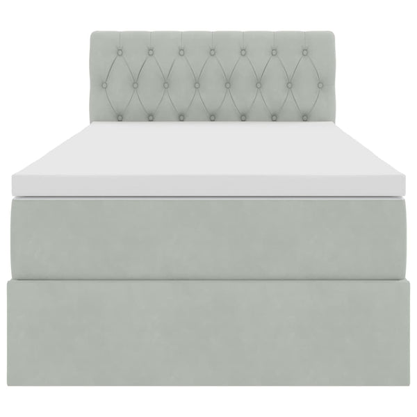 vidaXL Storage Bed with LED Light Grey 100 x 200 cm Velvet