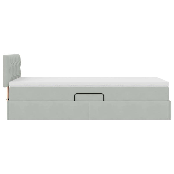 vidaXL Storage Bed with LED Light Grey 100 x 200 cm Velvet