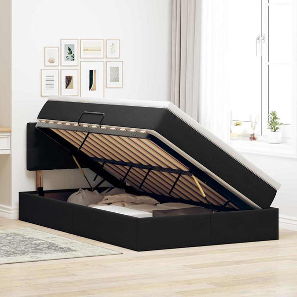 vidaXL Storage Bed with LED Black 120 x 200 cm Velvet