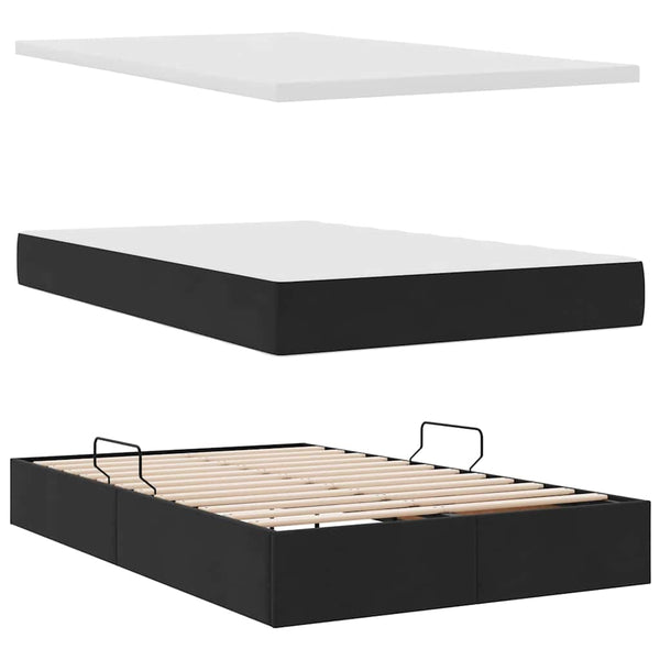 vidaXL Storage Bed with LED Black 120 x 200 cm Velvet