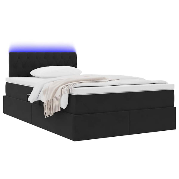 vidaXL Storage Bed with LED Black 120 x 200 cm Velvet