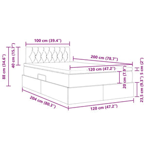 vidaXL Storage Bed with LED Black 120 x 200 cm Velvet