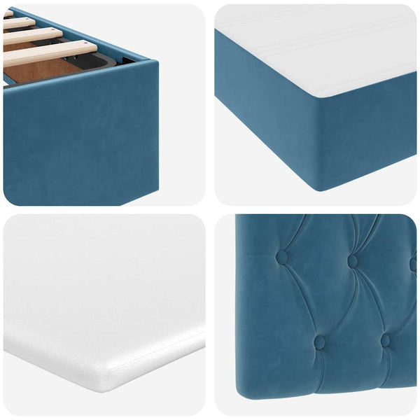 vidaXL Storage Bed with LED Dark Blue 160 x 200 cm Velvet