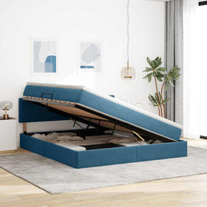 vidaXL Storage Bed with LED Dark Blue 160 x 200 cm Velvet
