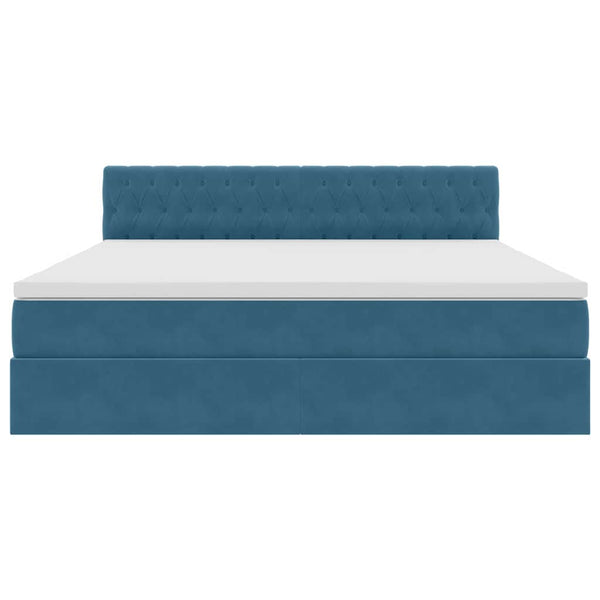 vidaXL Storage Bed with LED Dark Blue 160 x 200 cm Velvet