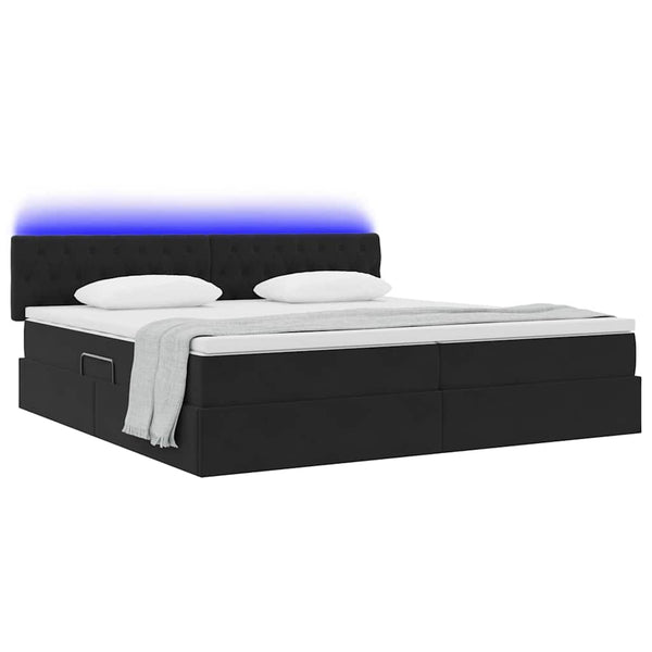 vidaXL Bed with Storage and LED Black 200 x 200 cm Velvet