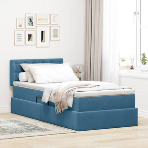 vidaXL Bed with Storage and LED Dark Blue 90 x 200 cm Velvet