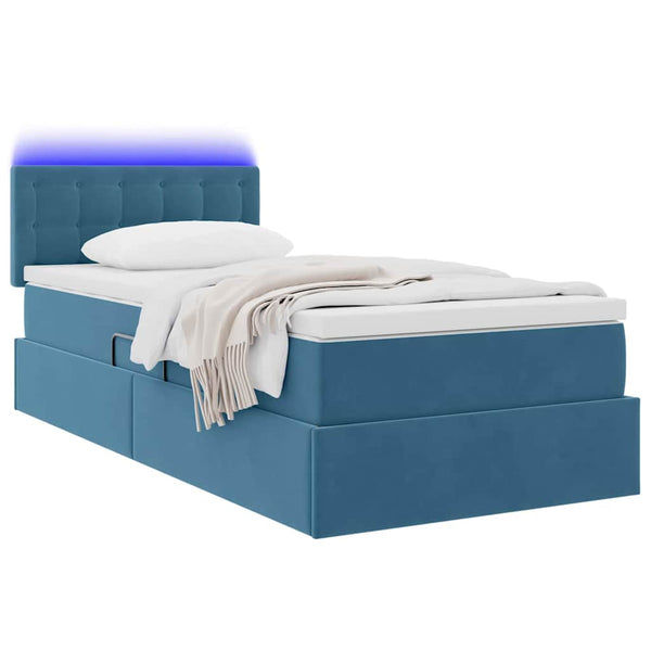 vidaXL Bed with Storage and LED Dark Blue 90 x 200 cm Velvet