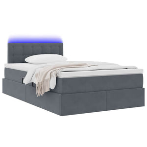 vidaXL Bed with Storage and LED Dark Grey 120 x 190 cm Velvet