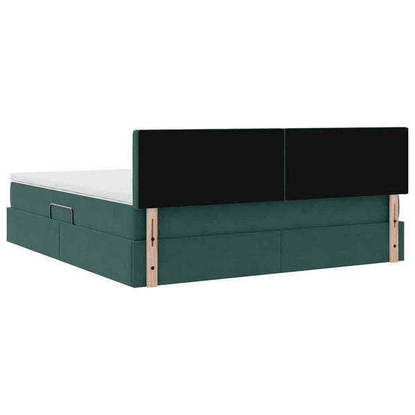 vidaXL Bed with Storage and LED Dark Green 160 x 200 cm Velvet