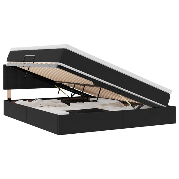 vidaXL Velvet Storage Bed with LED Black 180 x 200 cm