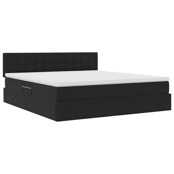 vidaXL Velvet Storage Bed with LED Black 180 x 200 cm