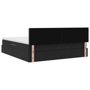 vidaXL Velvet Storage Bed with LED Black 180 x 200 cm