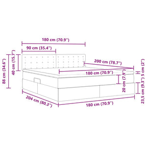 vidaXL Velvet Storage Bed with LED Black 180 x 200 cm