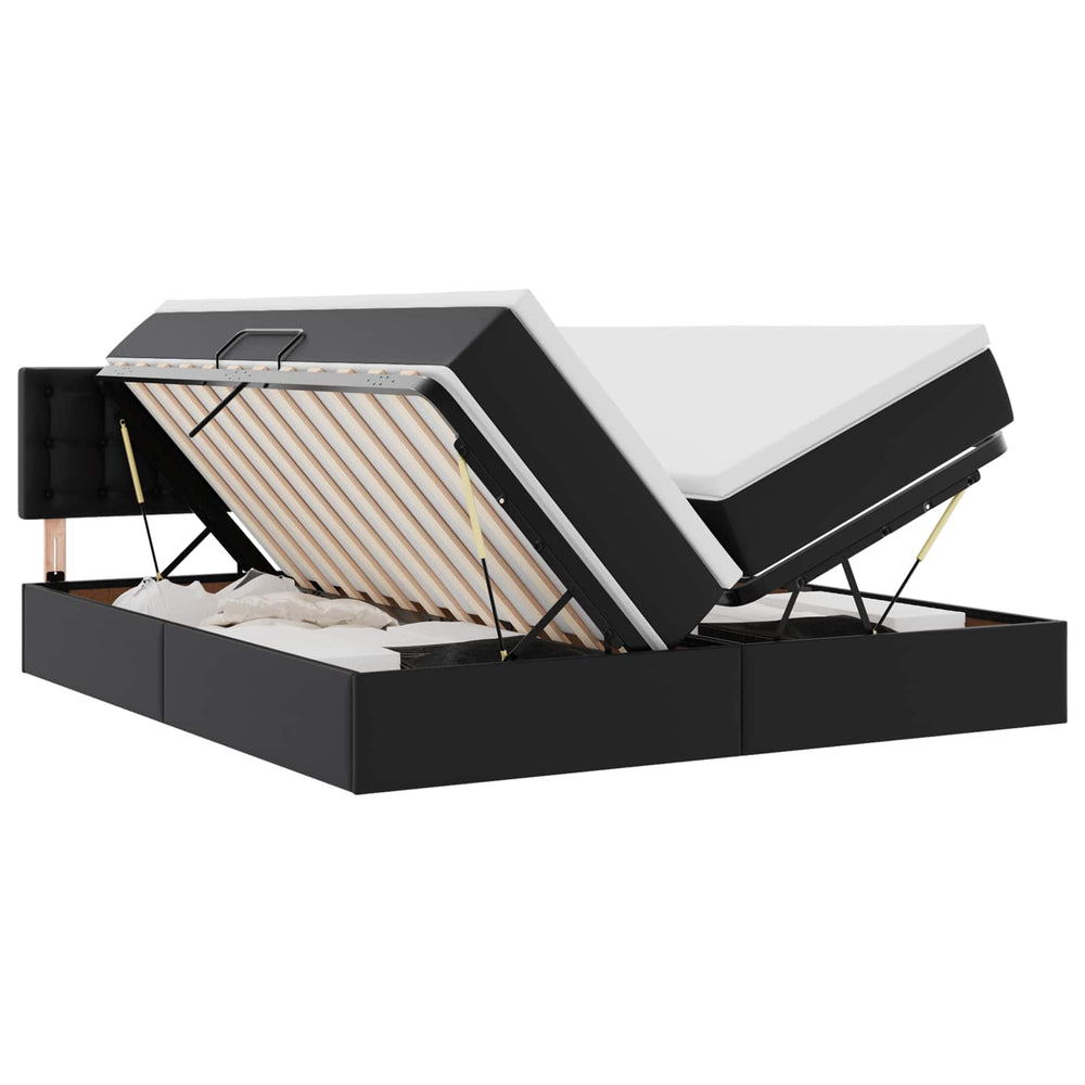 vidaXL Bed with Storage and LED Black 200 x 200 cm Faux Leather