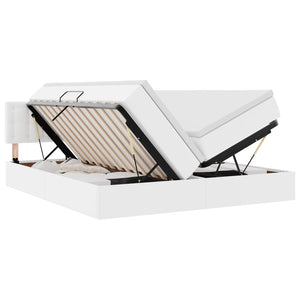 vidaXL Storage Bed with LED Pure White 200 x 200 cm Faux Leather