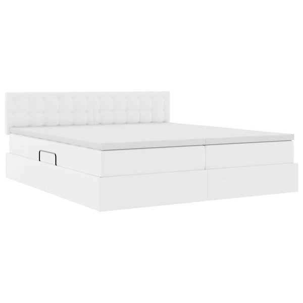 vidaXL Storage Bed with LED Pure White 200 x 200 cm Faux Leather