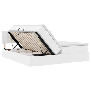 vidaXL Storage Bed with LED Pure White 200 x 200 cm Faux Leather