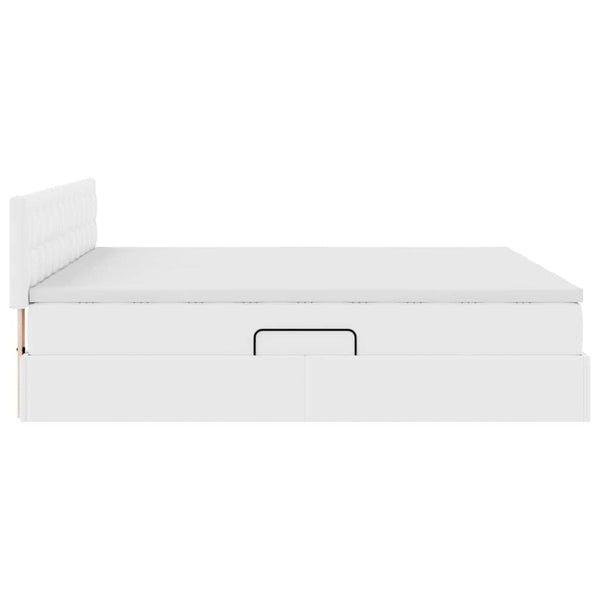 vidaXL Storage Bed with LED Pure White 200 x 200 cm Faux Leather