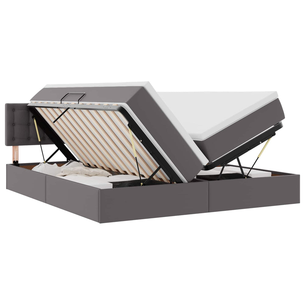vidaXL Storage Bed with LED Grey 200 x 200 cm Faux Leather