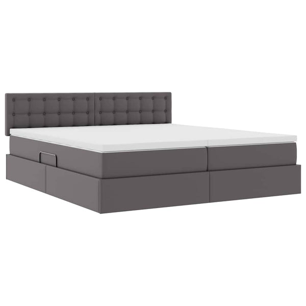 vidaXL Storage Bed with LED Grey 200 x 200 cm Faux Leather