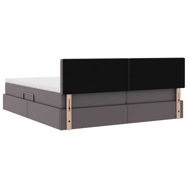 vidaXL Storage Bed with LED Grey 200 x 200 cm Faux Leather