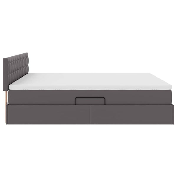 vidaXL Storage Bed with LED Grey 200 x 200 cm Faux Leather