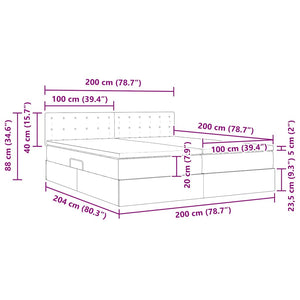vidaXL Storage Bed with LED Grey 200 x 200 cm Faux Leather