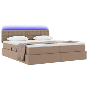 vidaXL Faux Leather Storage Bed with LED Cappuccino 200x200 cm
