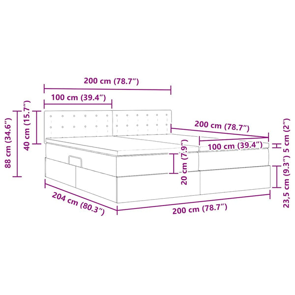 vidaXL Faux Leather Storage Bed with LED Cappuccino 200x200 cm