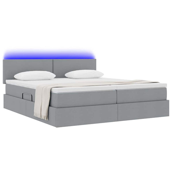 vidaXL Bed with LED Strips Light Gray 180 x 200 cm Fabric