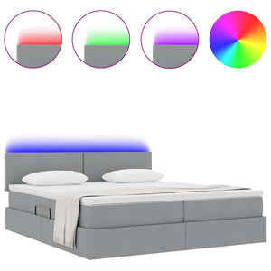 vidaXL Bed with LED Strips Light Gray 180 x 200 cm Fabric