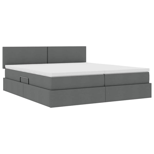 vidaXL Bed with LED Strips Dark Gray 180 x 200 cm Fabric