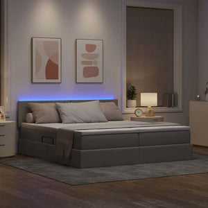 vidaXL Bed with LED Strips with Headboard Taupe 180 x 200 cm Fabric