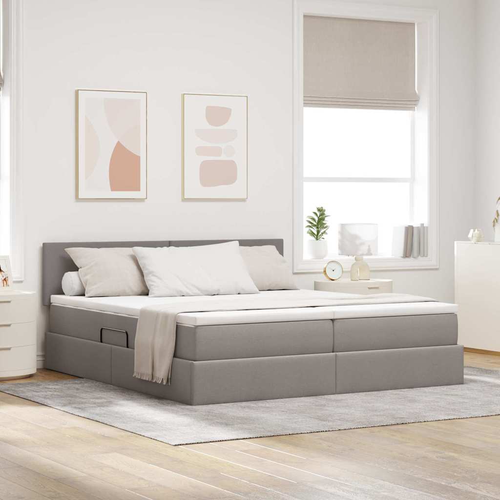 vidaXL Bed with LED Strips with Headboard Taupe 180 x 200 cm Fabric