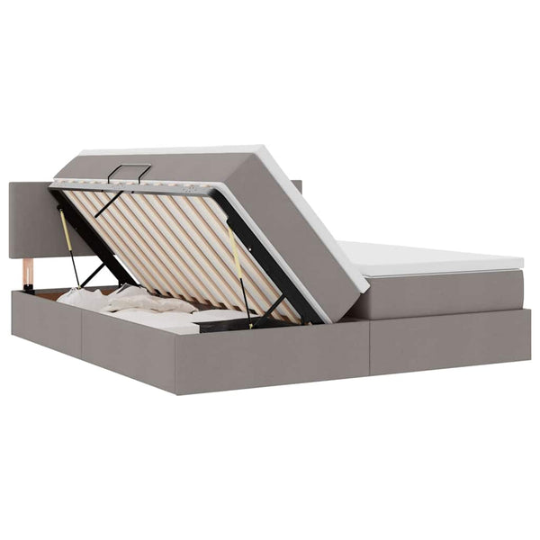 vidaXL Bed with LED Strips with Headboard Taupe 180 x 200 cm Fabric