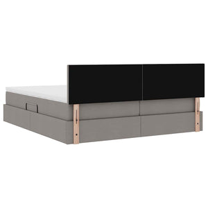 vidaXL Bed with LED Strips with Headboard Taupe 180 x 200 cm Fabric