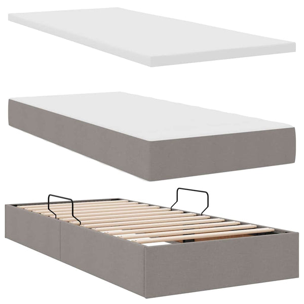 vidaXL Bed with LED Strips with Headboard Taupe 180 x 200 cm Fabric