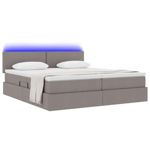 vidaXL Bed with LED Strips with Headboard Taupe 180 x 200 cm Fabric