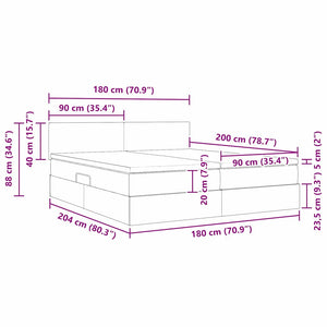 vidaXL Bed with LED Strips with Headboard Taupe 180 x 200 cm Fabric