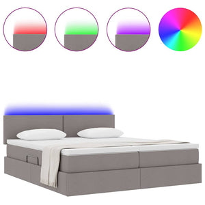 vidaXL Bed with LED Strips with Headboard Taupe 180 x 200 cm Fabric