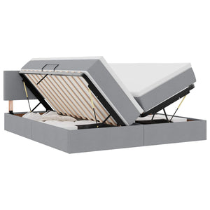 vidaXL Bed with LED Strips Light Grey 200 x 200 cm Fabric